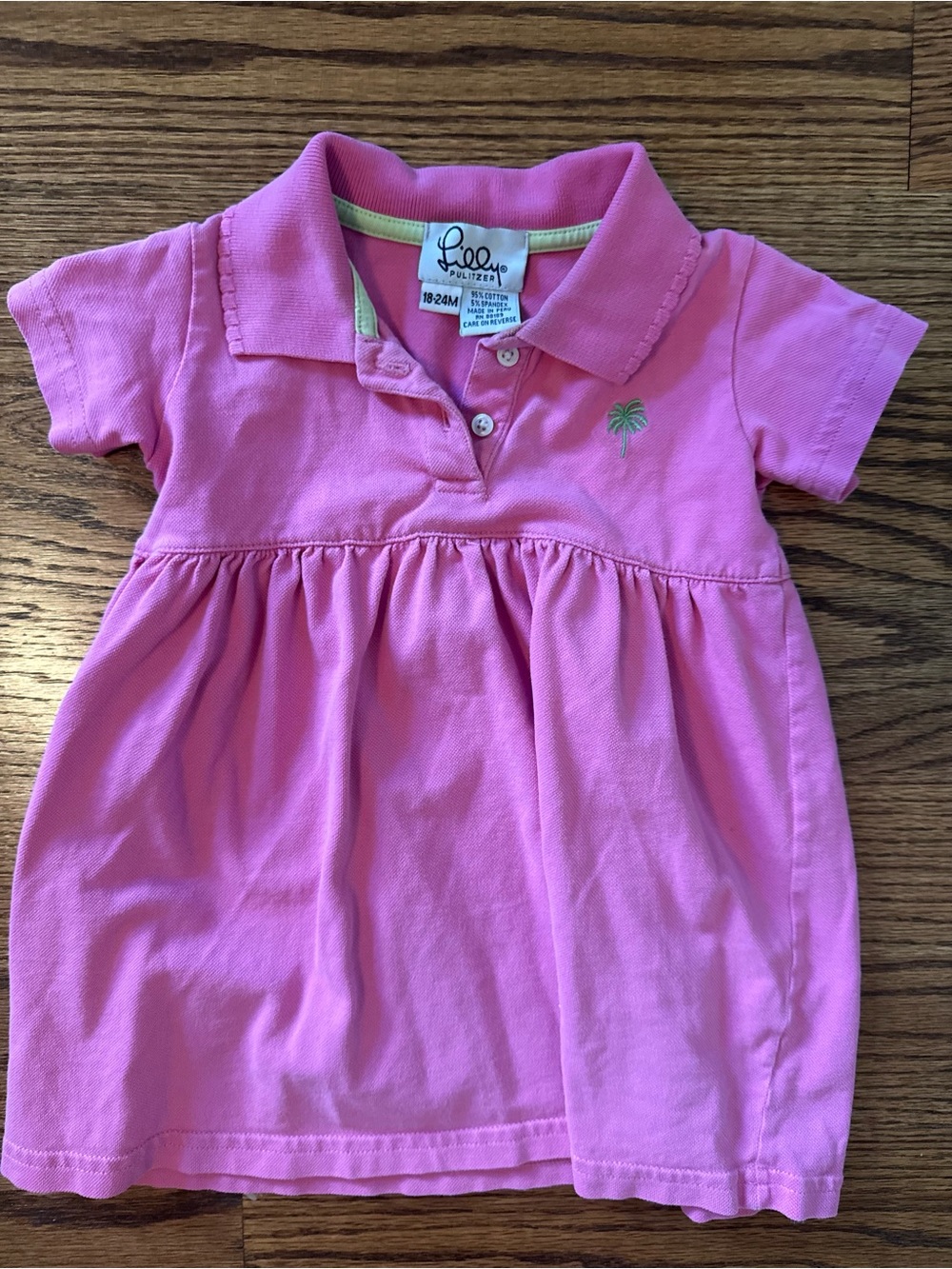 Lilly Pulitzer Pink Polo Dress with Palm Embroidery 18-24mo